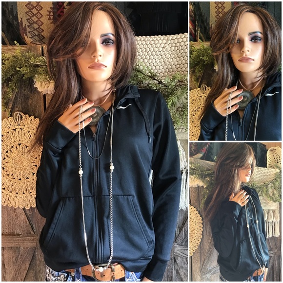 Nike Tops - Nike Dri-Fit Midnight Black Zip Up Hoodie